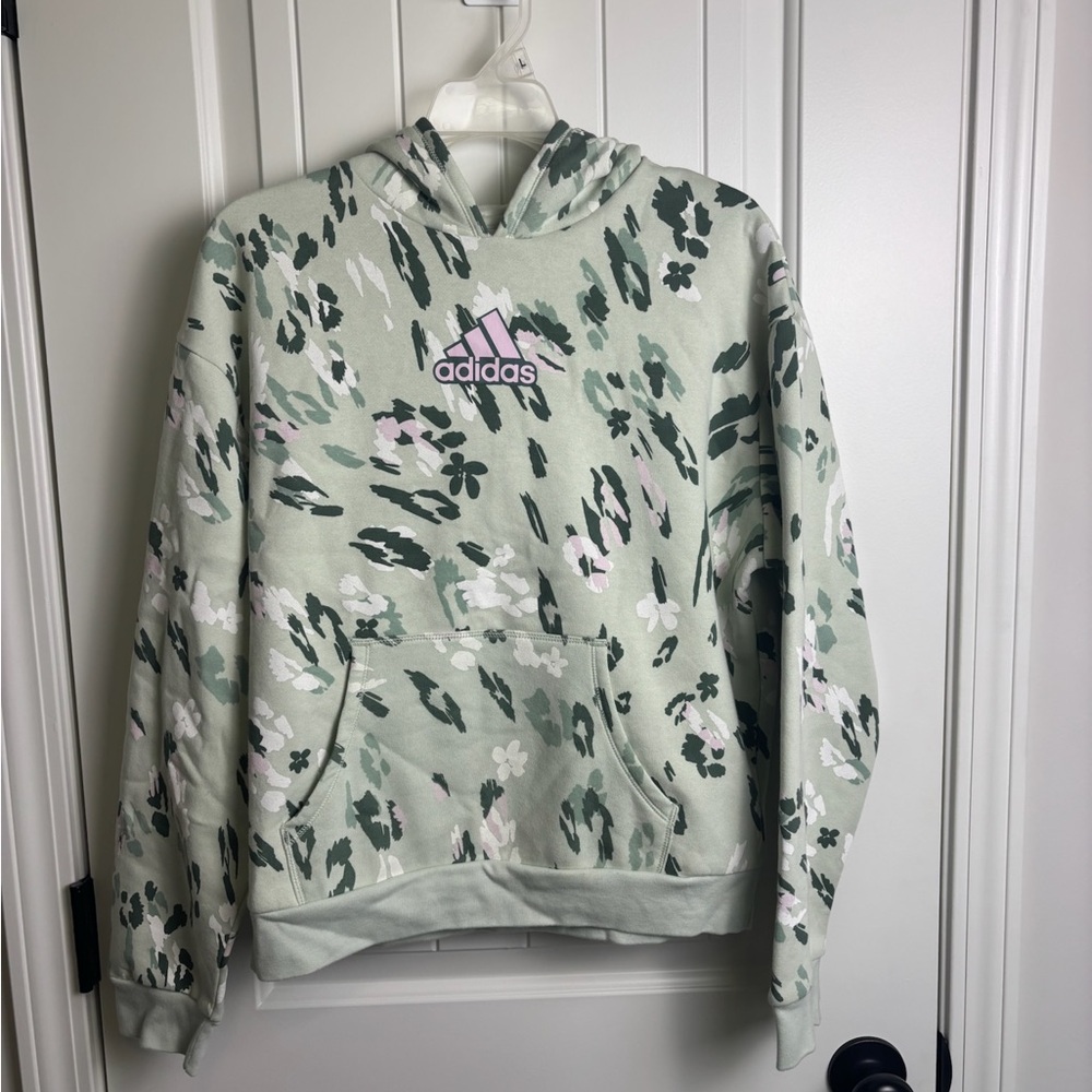adidas Mint Green Floral Camo Pullover Hoodie